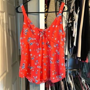 Sienna Sky Red Tank Top, Keyhole Knot Front. S.